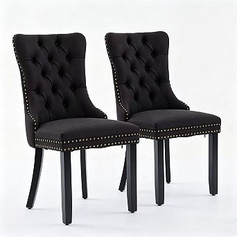 Pnronnc Modern Lounge Chairs Upholstered Linen Dining Chair Accent Chairs Side Chairs - 2 pc