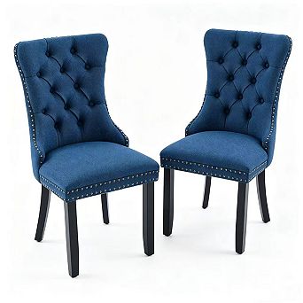 Pnronnc Modern Lounge Chairs Upholstered Linen Dining Chair Accent Chairs Side Chairs - 2 pc