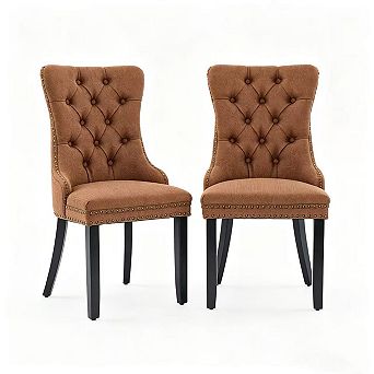 Pnronnc Modern Lounge Chairs Upholstered Linen Dining Chair Accent Chairs Side Chairs - 2 pc