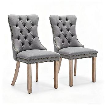 Pnronnc Modern Lounge Chairs Upholstered Linen Dining Chair Accent Chairs Side Chairs - 2 pc