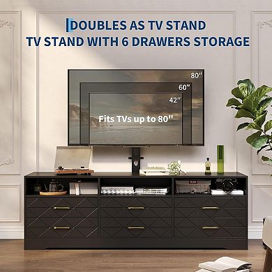 TV Stand With 6 Storage Drawers For Bedroom Living Room