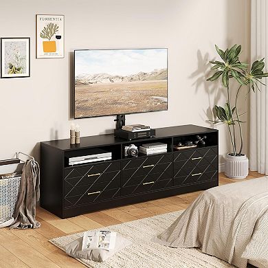 TV Stand With 6 Storage Drawers For Bedroom Living Room