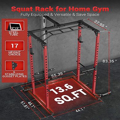 Multi-Functional Power Rack,1200 Lbs Power Cage with Adjustable Cable System,ship in 2 boxes