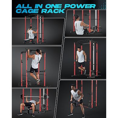 Multi-Functional Power Rack,1200 Lbs Power Cage with Adjustable Cable System,ship in 2 boxes