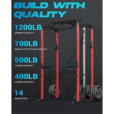 Multi-Functional Power Rack,1200 Lbs Power Cage with Adjustable Cable System,ship in 2 boxes