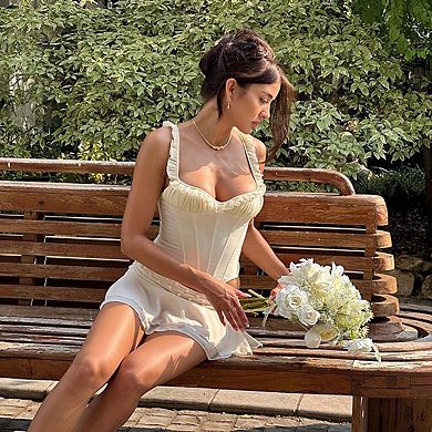 Seoria Corset Style Sleeveless Top With Ruffle Straps