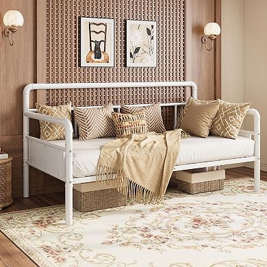 Daybed with Classic Headboard,Metal Bed Frame Heavy Duty Steel Slats Support