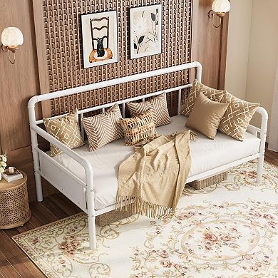 Daybed with Classic Headboard,Metal Bed Frame Heavy Duty Steel Slats Support