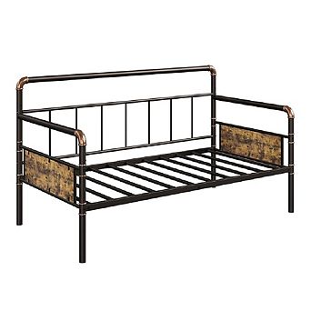 Daybed with Classic Headboard,Metal Bed Frame Heavy Duty Steel Slats Support