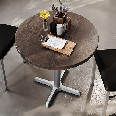 Flash Furniture 30" Round Solid Wood Commercial Tabletop with 22" x 22" Table Height X-Base