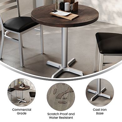 Flash Furniture 30" Round Solid Wood Commercial Tabletop with 22" x 22" Table Height X-Base