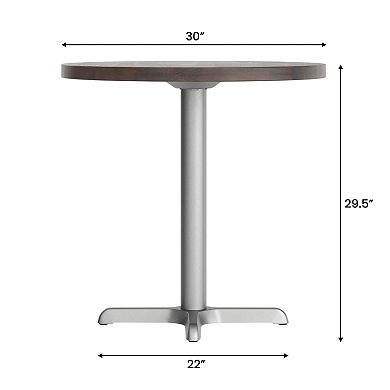 Flash Furniture 30" Round Solid Wood Commercial Tabletop with 22" x 22" Table Height X-Base