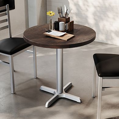 Flash Furniture 30" Round Solid Wood Commercial Tabletop with 22" x 22" Table Height X-Base