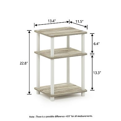 Furinno 11.5" x 13.4" x 22.8" 3-Tier Wood Nightstand Modern End Table
