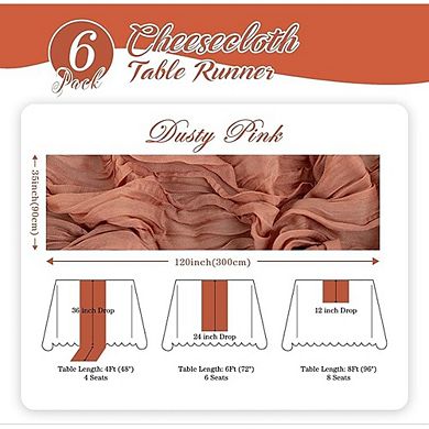 Cheesecloth Table Runner, Boho Gauze Fabric, Rustic Decor for Weddings & Parties
