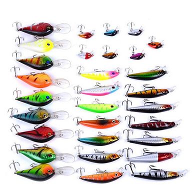 30pcs Fishing Lures Kit Minnow Popper Crank Baits Hooks