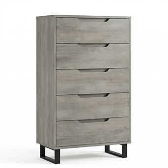 5-Drawer Tall Dresser, Freestanding Wooden Chest with Large Storage for Bedroom Living Room