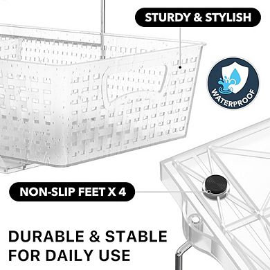 2-Tier Clear Pull-Out Bathroom Organizer, Under-Sink Sliding Storage