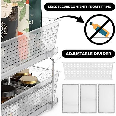 2-Tier Clear Pull-Out Bathroom Organizer, Under-Sink Sliding Storage