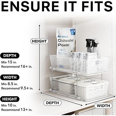 2-Tier Clear Pull-Out Bathroom Organizer, Under-Sink Sliding Storage