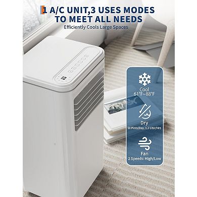 8,000 BTU Portable Air Conditioners, Quiet Portable Cooling AC Unit Up to 350 Sq.Ft