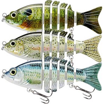 3",0.4oz Easy Catch Swimmax Jointed Swimbait BKK Hook Wiggling Vibrating Lifelike Lure