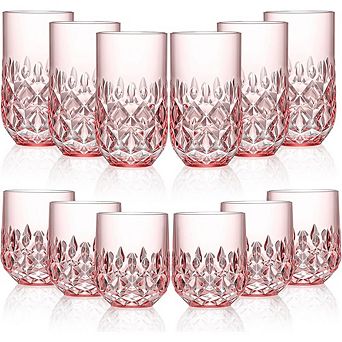 Acrylic Drinking Glasses Set of 12, Unbreakable Highball & Cocktail Glasses, 1218 oz