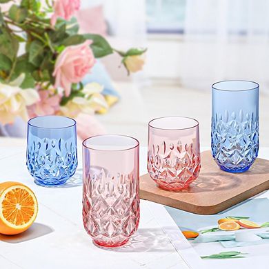Acrylic Drinking Glasses Set of 12, Unbreakable Highball & Cocktail Glasses, 1218 oz