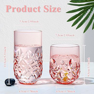 Acrylic Drinking Glasses Set of 12, Unbreakable Highball & Cocktail Glasses, 1218 oz
