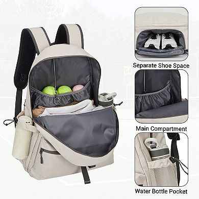 Tennis Backpack, 2 Racket Pickleball Bag with Separate Shoe Compartment, Large Tennis Racket Bag