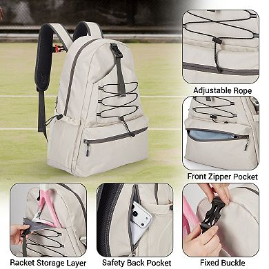 Tennis Backpack, 2 Racket Pickleball Bag with Separate Shoe Compartment, Large Tennis Racket Bag