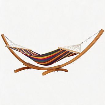 Wood Hammock Stand, Heavy Duty Weatherproof Universal Wood Hammock Stand for Outside, Max 475 LBS,
