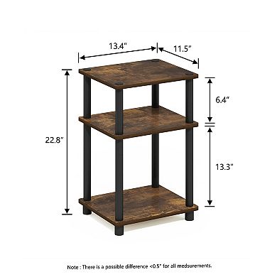 Furinno 11.5" x 13.4" x 22.8" 3-Tier Wood Nightstand Modern End Table