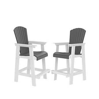 Eazegath Set of 2 Outdoor HDPE Material Tall Adirondack Bar Armchairs Bar Stools