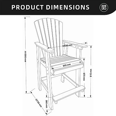 Eazegath Set of 2 Outdoor HDPE Material Tall Adirondack Bar Armchairs Bar Stools