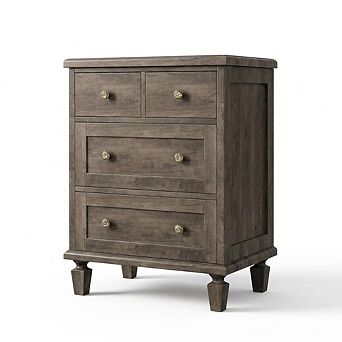 Vintage Dresser with Carved Handles and Tapered Legs Design
