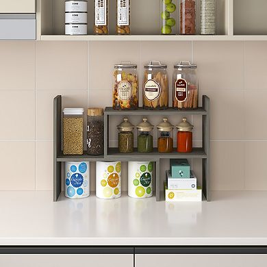 Furinno Adjustable Crossable Free Combination Desk Organizer Office Shelf with Open Storage