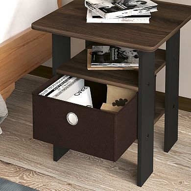 Furinno 2-Pack 15.51" x 15.5" x 17.52" Wood Nightstand Bedside Table with Drawer & Shelf