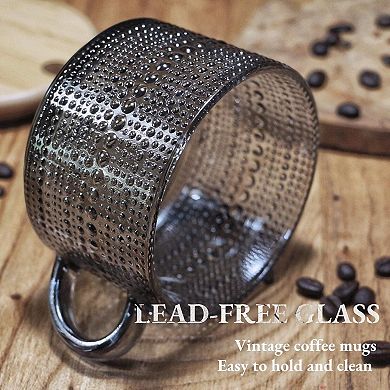 Vintage Glass Mugs Embossed Tea Cups Breakfast Gift— Mother's Day Gift
