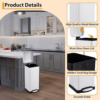 8 gal/30 L Kitchen Trash Can, Fingerprint-Proof Stainless Steel Garbage Can with Soft-Close Lid