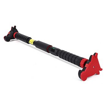 Adjustable No-Screw Doorway Pull Up Bar Heavy Duty Steel, Gear Lock, Bubble Level, Non-Slip Foam