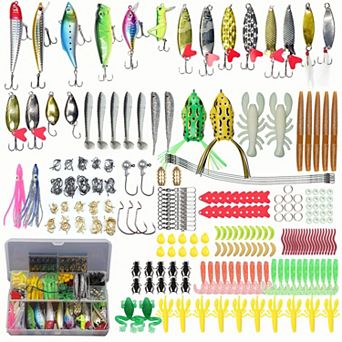 399 pc Fishing Lures Tackle Box Kit Crankbaits Spoon Worm Hooks