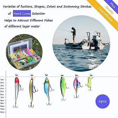 399pcs Fishing Lures Tackle Box Kit Crankbaits Spoon Worm Hooks