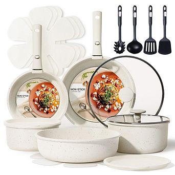 MOEPLSY19 pc Nonstick Cookware Set Detachable Handle Induction
