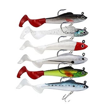 6 pc Bass Jig Head Soft Swimbait Plastic Fishing Lure
