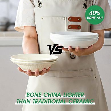 Bone Pasta & Salad Bowls Set of 4, 23.5 oz, Microwave & Dishwasher Safe