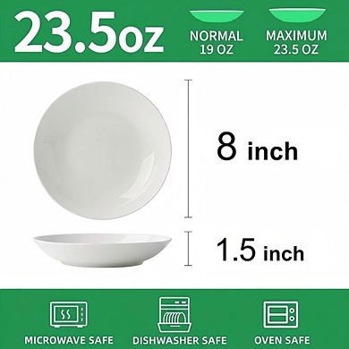 Bone Pasta & Salad Bowls Set of 4, 23.5 oz, Microwave & Dishwasher Safe