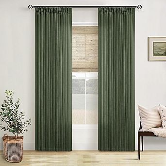 Linen Pinch Pleated Curtains 2 Panels, Light Filtering, Back Tab Drapes