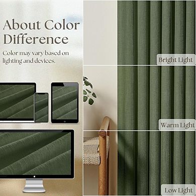 Linen Pinch Pleated Curtains 2 Panels, Light Filtering, Back Tab Drapes