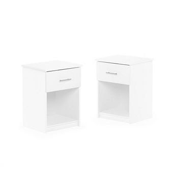 Furinno 2-Pack 15.6" x 17.8" x 24.2" Nightstand End Table with Drawer & Open Storage